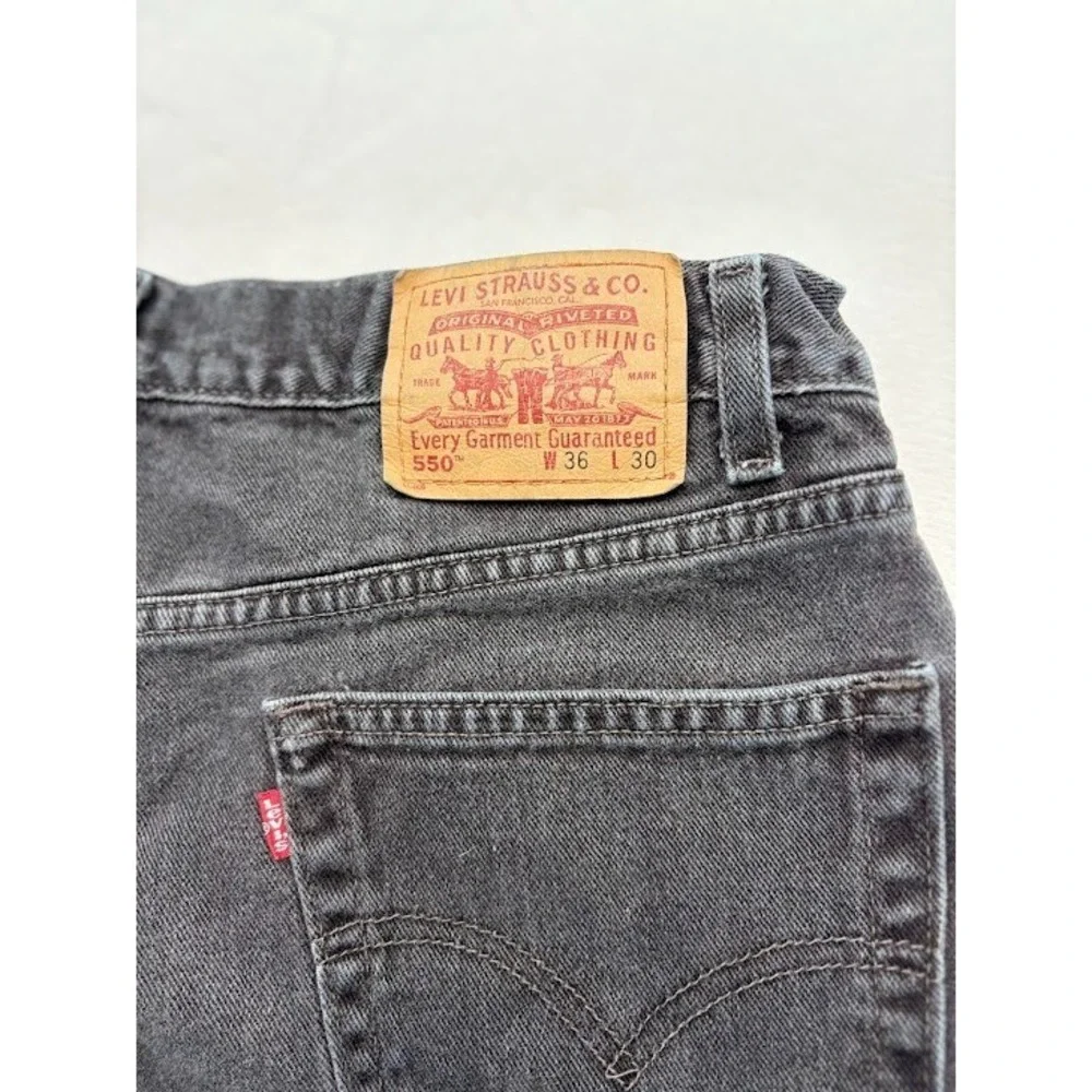 Vintage 90's Levi's 550 Faded Black Relaxed‎ Fit Denim Jeans Size 36x30